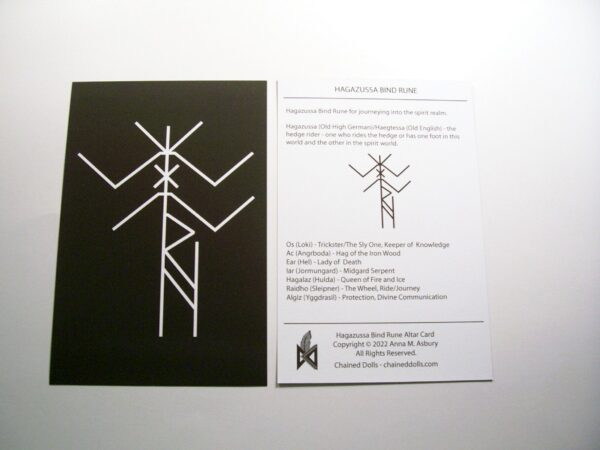 Hagazussa Bind Rune Black Altar Card by Wayuką́