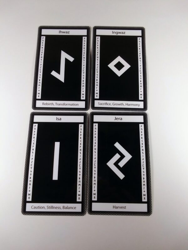 Black Glass Rune Cards by Wayuką́