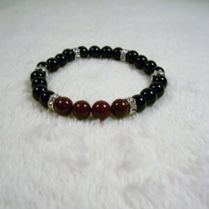 Onyx and Mookaite Jasper Stretch Bracelet by Wayuką́