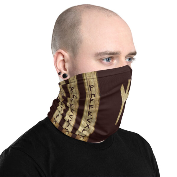 Algiz Brown Grunge Neck Gaiter by Wayuką́