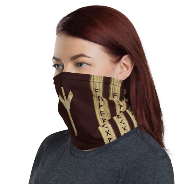 Algiz Brown Grunge Neck Gaiter by Wayuką́