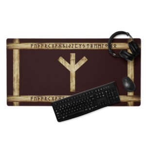 Algiz Brown Grunge Gaming Mouse Pad by Wayuką́