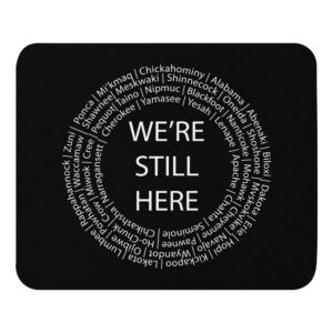 We're Still Here Black Mouse Pad by Wayuką́