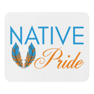 Native Pride Feathers White Mouse Pad by Wayuką́