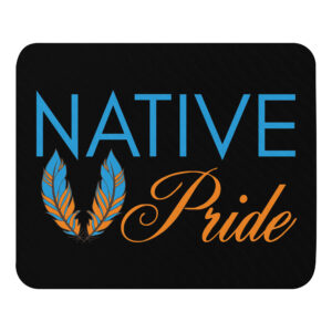 Native Pride Feathers Black Mouse Pad by Wayuką́