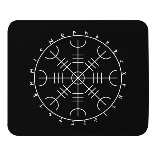 Aegishjalmr Runes Black Mouse Pad by Wayuką́