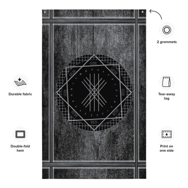 Seidr Galdr Web of Wyrd Wall Flag by Wayuką́