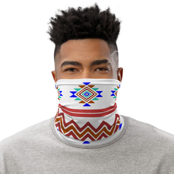 Sienna and White Indigenous Print Neck Gaiter by Wayuką́