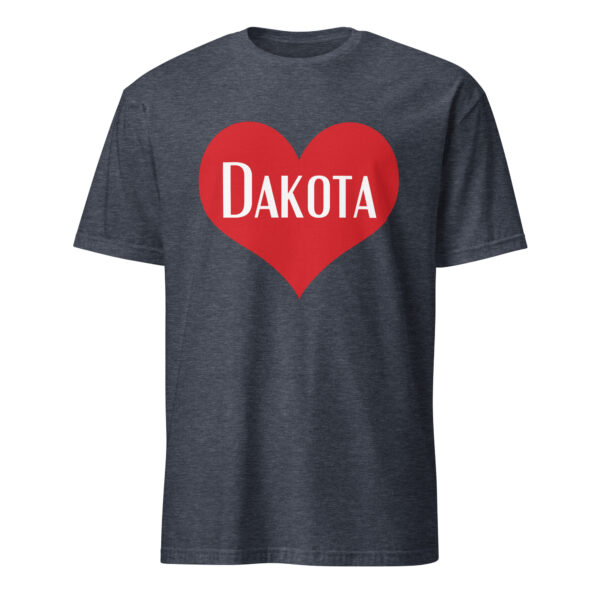 Heather Navy Dakota Heart Unisex T-shirt by Wayuką́