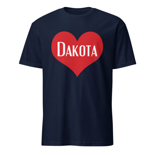 Navy Dakota Heart Unisex T-shirt by Wayuką́