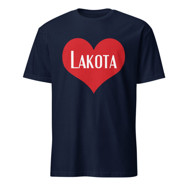 Navy Lakota Heart Unisex T-shirt by Wayuką́