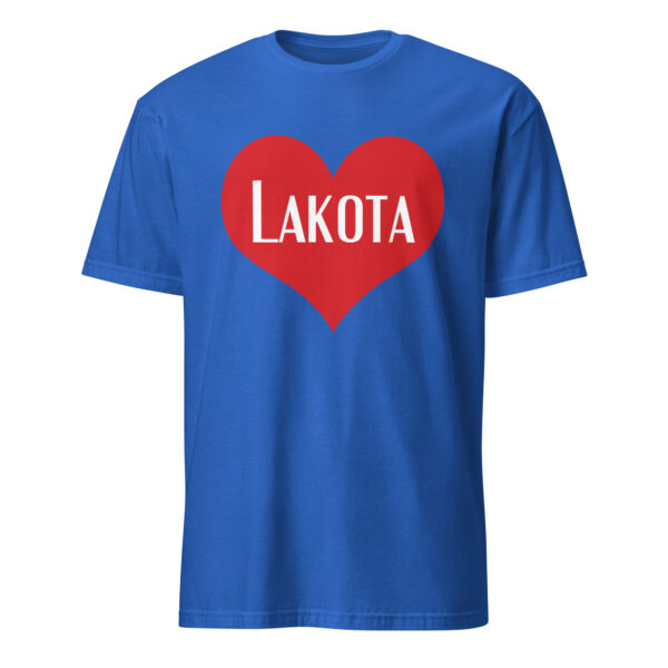 Royal Blue Lakota Heart Unisex T-shirt by Wayuką́