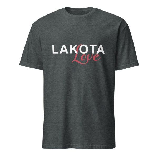 Dark Heather Lakota Love Unisex T-shirt by Wayuką́