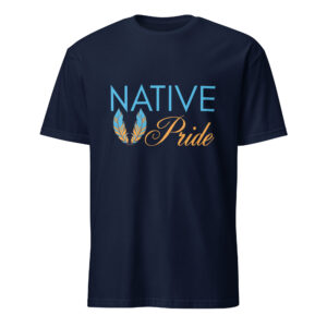 Navy Native Pride Feathers Unisex T-shirt by Wayuką́