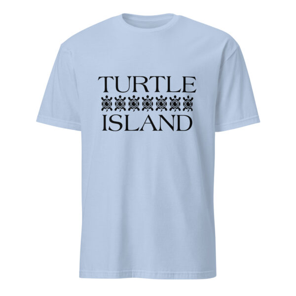 Light Blue Turtle Island 4 Unisex T-shirts by Wayuką́