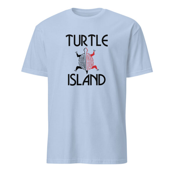 Light Blue Turtle Island Unisex T-shirts by Wayuką́